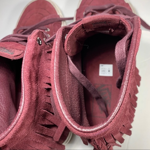 Maroon vans skate shoes with tassels hi top suede - Picture 4 of 8